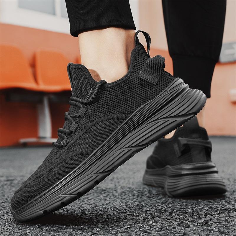 Fashion Black 2025 New Breathable Flying Woven Men's Shoes Spring and Summer Leisure Sports Shoes Lightweight Men's Net Cloth Shoes