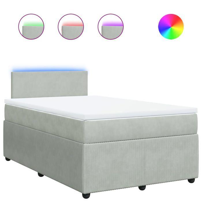 VidaXL Sommier à lattes de lit et matelas gris clair 120x190cm velours 3289980