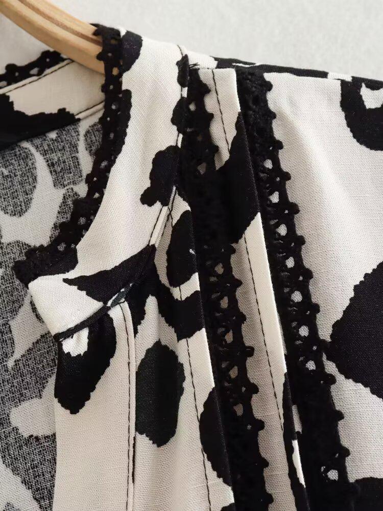 Spring 2025 Women's European-American Style Print Mini Dress