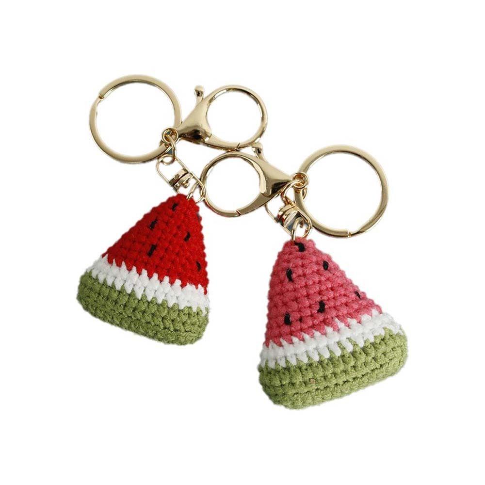 Knitted Weaving Keychain Fruit Series Wool Crochet Pendant Fashion Watermelon Pendant Bag Charm