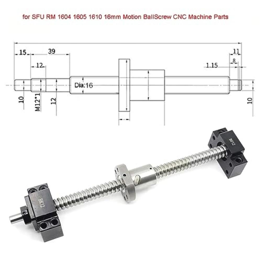 1 Set Ball Screw Support BK12 BF12 Fixed Floating Ball Screw End Support, Ball Screw Bearing Seat Rail Shaft Supports Tools