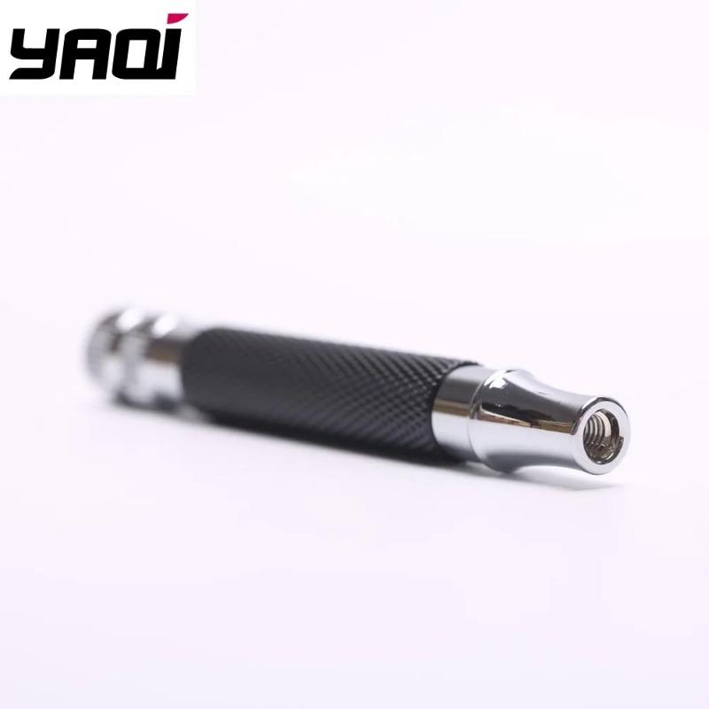 Yaqi Mens Chrome Color And Black Safety Razor Handle Portable Travel Replace Accessory For Shaving Brush 2025