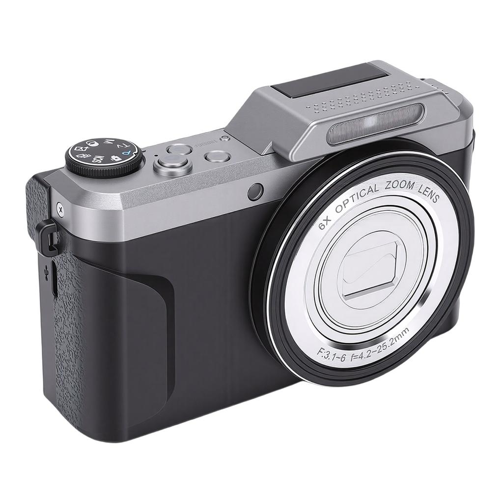 4K Digital Camera 64MP HD 6X Optical Zoom WiFi Teens Camera with 2.8 Inch 180 degrees  Flip Screen APP Control for