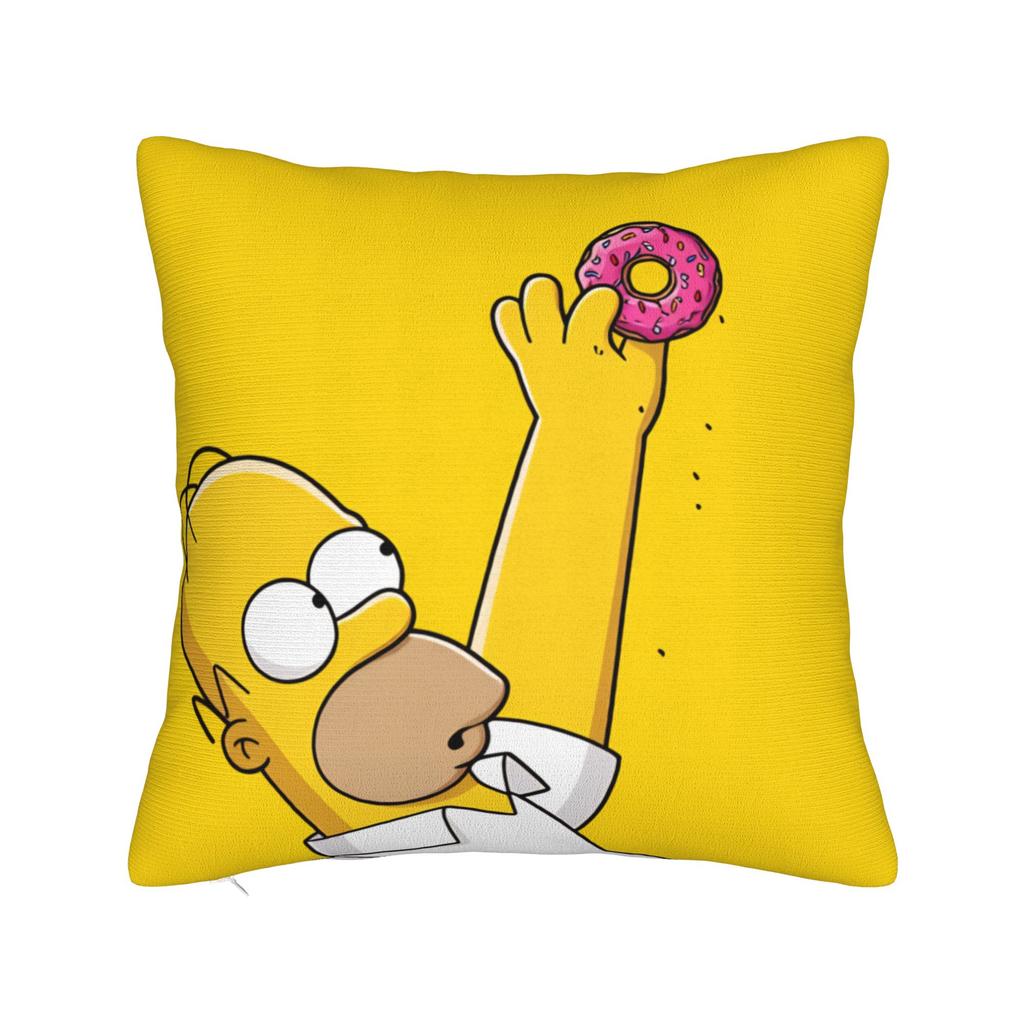 S-Simpsons Homer Donut Pink Sprinkles Pillow Case Retro Trendy Pillow Cover Print Pillowcases For Sofa Couch Bed Living Room