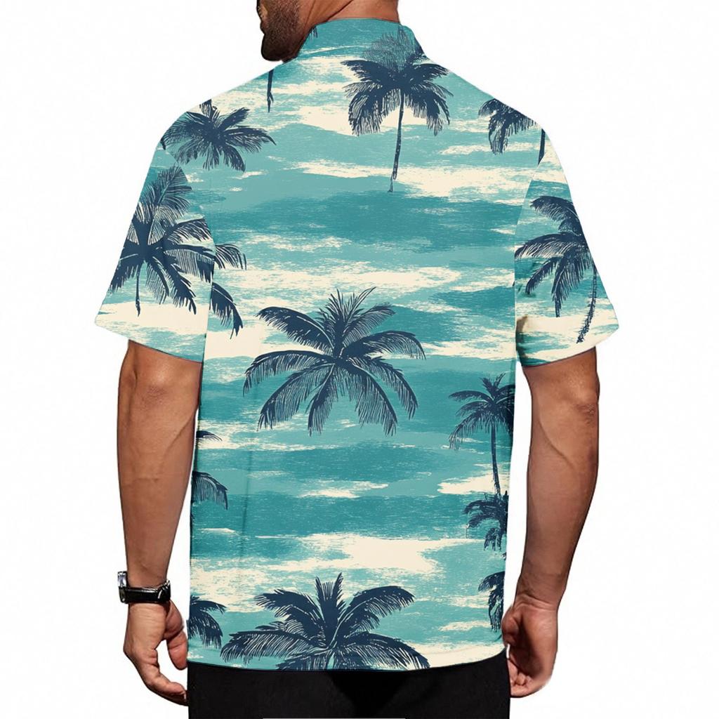 Sommar Ny Herr Casual Ståkrage Kortärmad Skjorta Krage