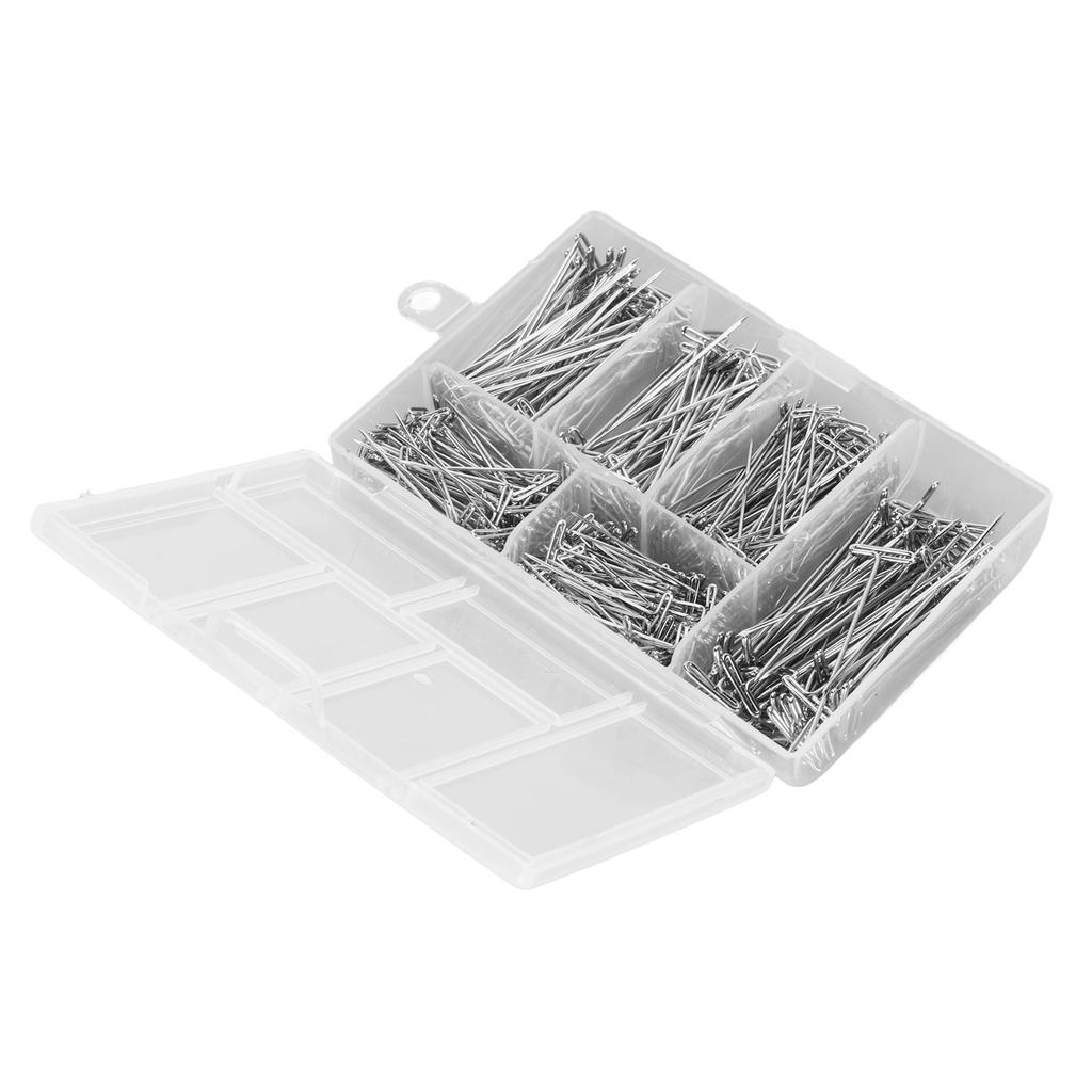 450pcs T Pins Rust Proof Steel Assorted Long Straight Pins with Clear Box for Wig Making Crafts