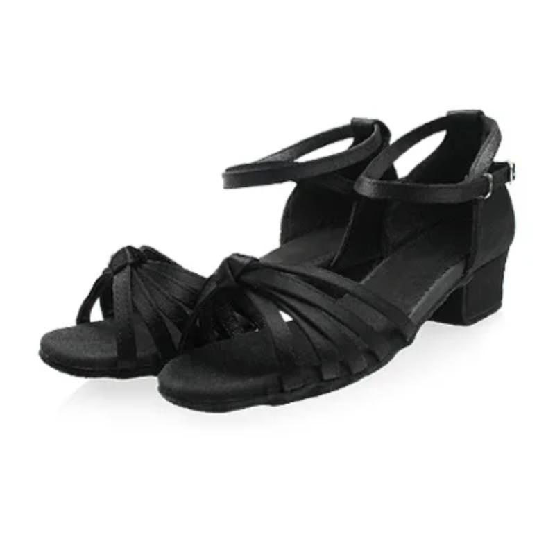 Zapatos Latinos de Satén para Niñas Tacón Bajo Zapatos de Baile de Salón Zapatos de Tango Salsa para Adultos para Práctica Zapatos de Baile Latino para Niños Pequeños Actuación