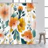 Kolibri Duschvorhang Frühblumen Aquarell Bauernhofpflanze Grünes Blatt Schmetterling Süße Katze Polyesterstoff Badezimmer Dekorationsset