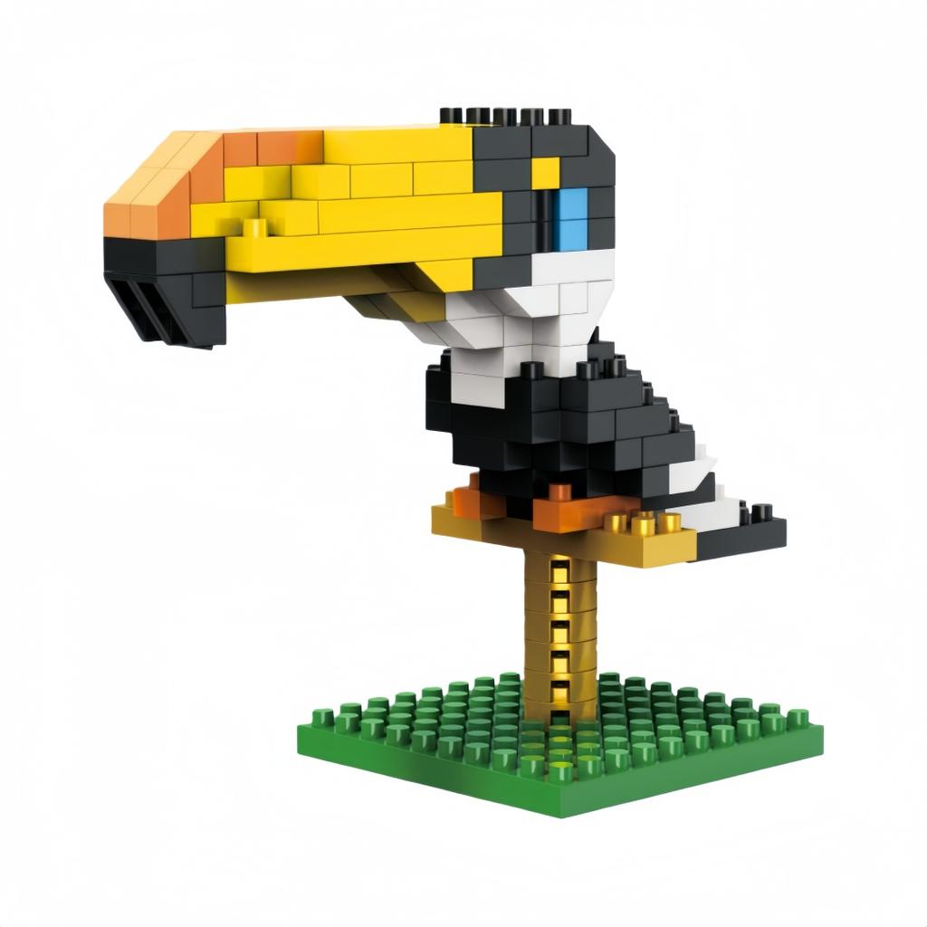 KNEW BUILT 3D Pet Micro Mini Building Block Toy-ToucanPelicanRoosterSeagullMacaw-Fun & Educational GiftKids Favorite Animal