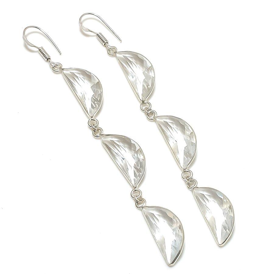 

Natural White Topaz Gemstone 925 Sterling Silver Jewelry Earring 3.94 F0r95