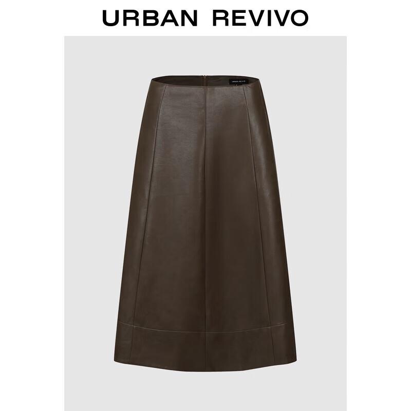 UR 2025 Зимняя женская ретро юбка А-силуэта из ПУ M