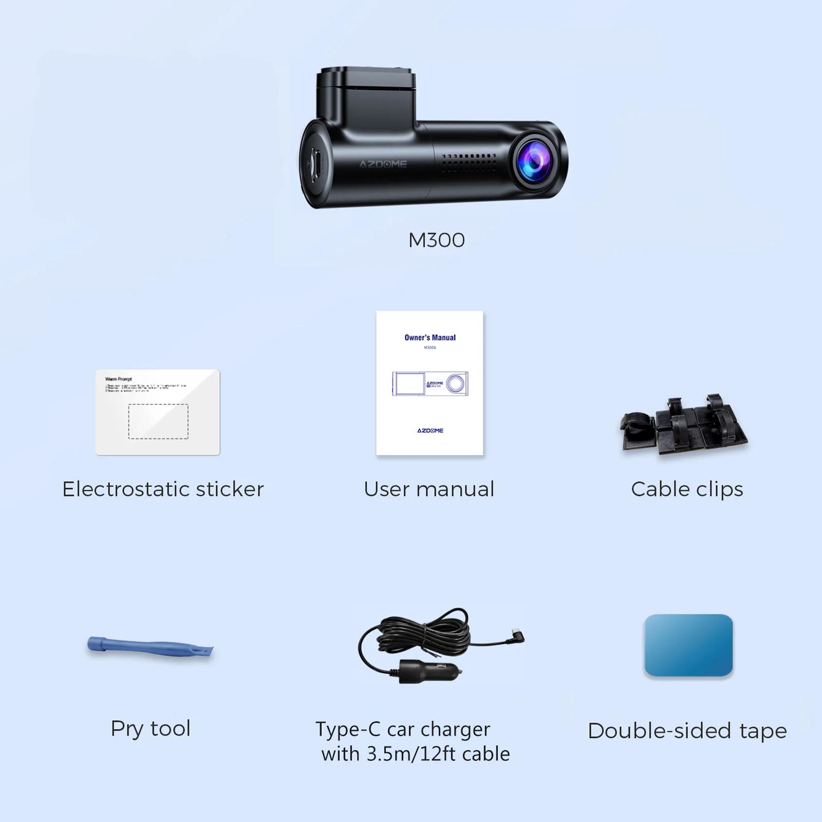 

AZDOME M300 Dash Cam 1296P Camera with WiFi WDR Car DVR 150° FOV App Control Dash Camera Recorder Voice Control 24H Parking Mode None