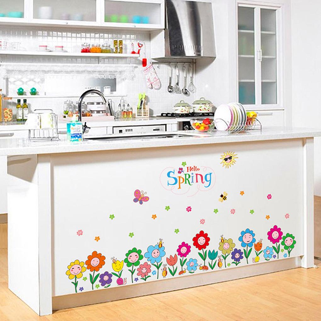 Stickers Removable Flowers Waterproof Wall Sticker Kids Cartoon Fashionable Convenient Wallpaper Decoration Home Decor