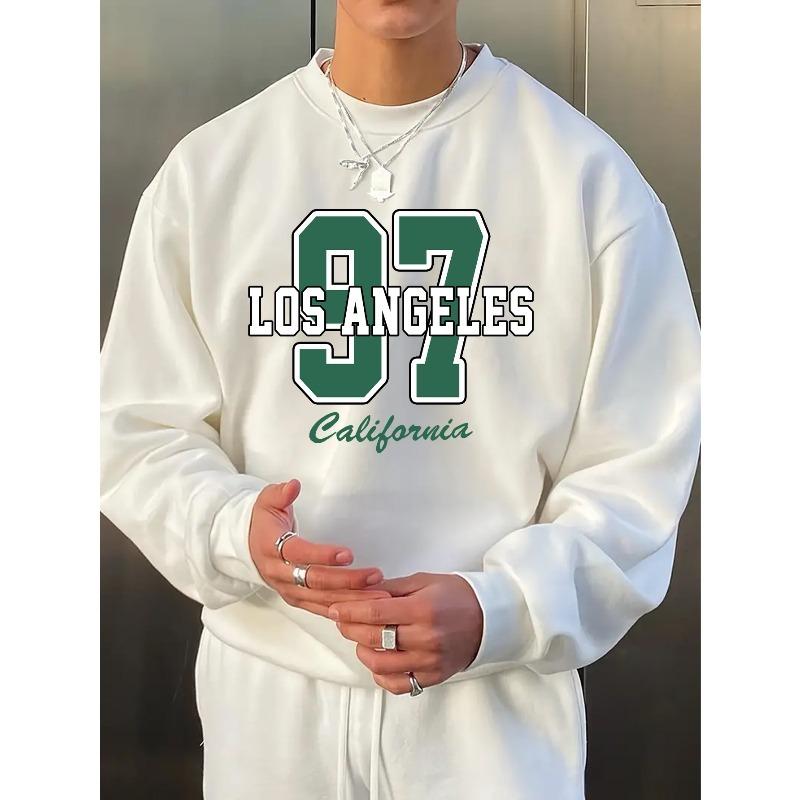 Men's Fashion Simple Design Los Angeles 97 Pattern Print Gifts for Friends Daily Casual Sweatshirt For Travel/Vacation/Outdoor Camping/Sports Use