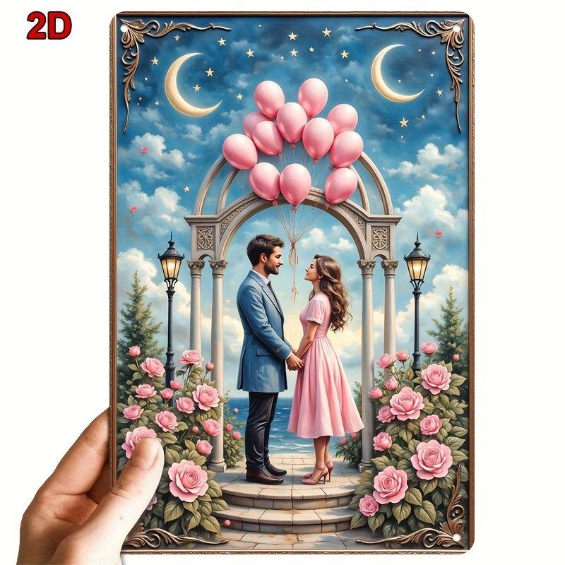 

Vintage Valentine s Day Metal Decorative Painting Gift for Couples Bedroom Living Room Cafe