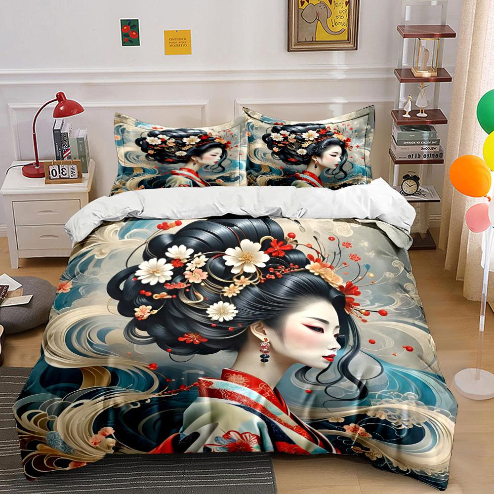 Traditional Hairpiece Kimono Set Multiple Sizes Kid'S And Adults' Bedroom Exquisite 3Pc Bedding Set, Gift