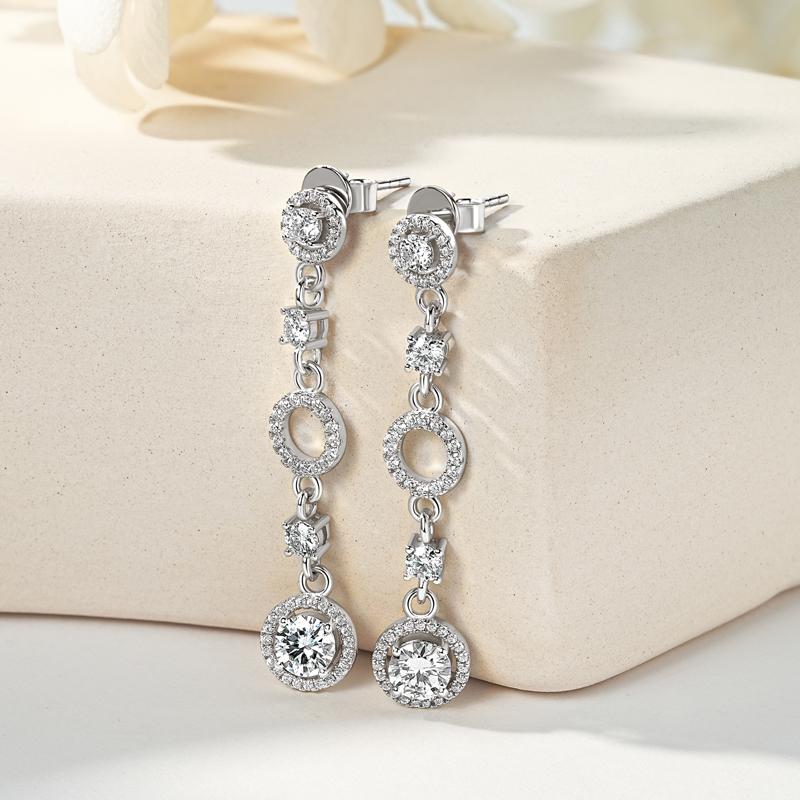 Exquisite Chain Jewelry D Color 2.0CTTW Moissanite Dangle Tassel Original 925 Sterling Silver Drop Earrings for Women