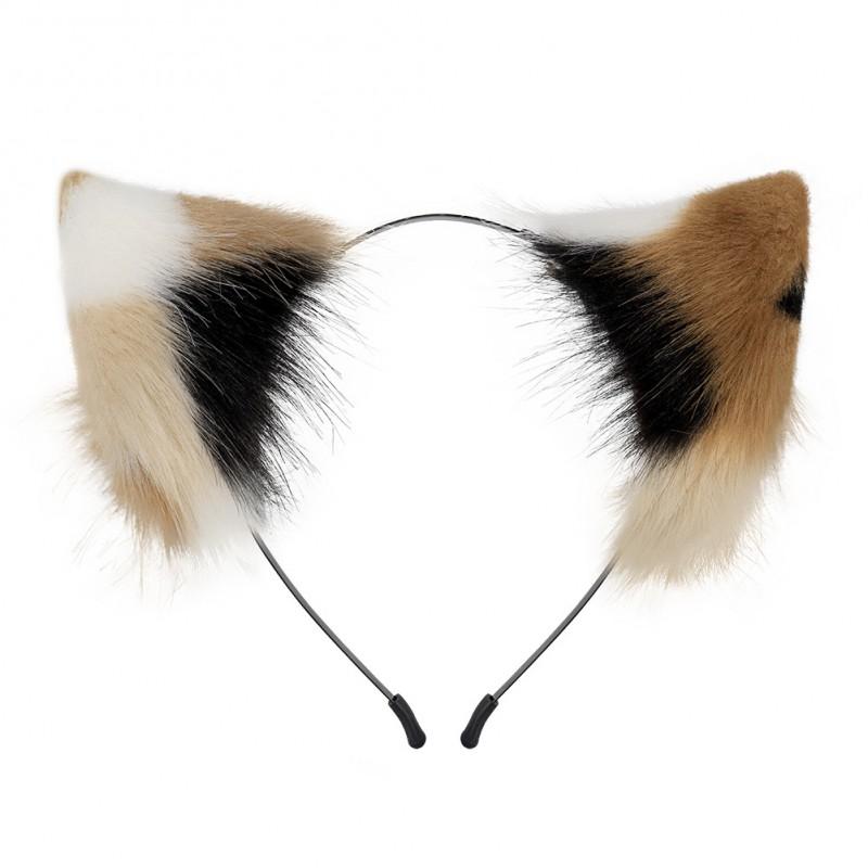 Plush Calico Cat Ear Headband With Tail Set Cosplay Anime Convention Costume Accessory