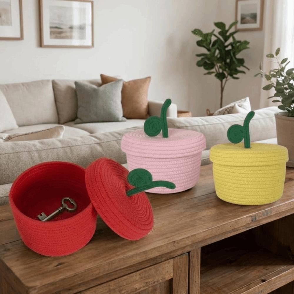 Large Capacity Cotton Rope Storage Basket Decorative Stationery Storage Box Bedroom