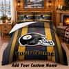 Ensemble de literie 3 pièces motif Pittsburgh Steelers avec nom personnalisé, drap de lit et taies d'oreiller pour la chambre à coucher de la maison