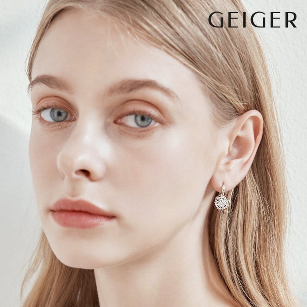 Sunflower One-Touch Silver Earrings Gisvee019