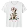 Merry Woofmas Christmas Dog Puppy Santa Hat Unisexs TShirt Unisexs Graphic Tee