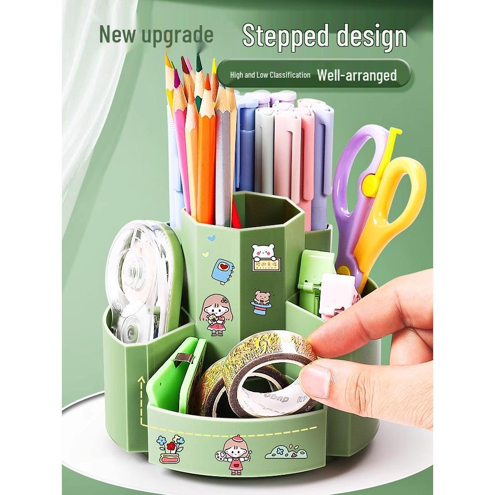 360° Rotating Pen Holder: Large Capacity, Multi-functional Desk Organizer for Kids