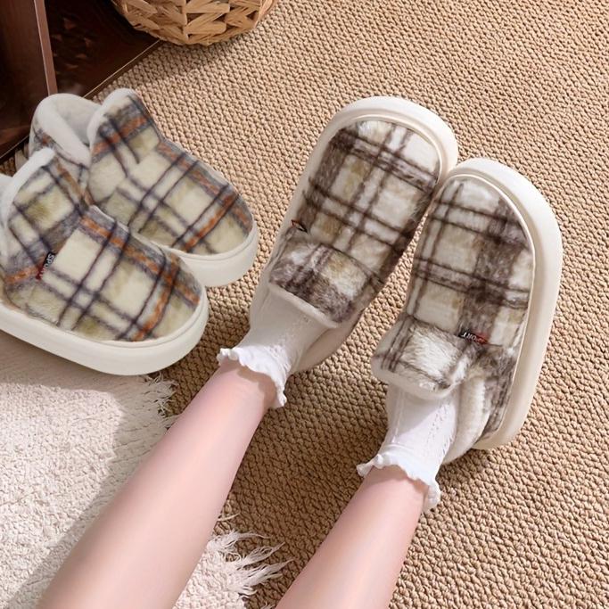 Women's Winter Home Slippers, Fashion Casual Couple Style Simple Elegant Versatile Pull-On House Shoes
