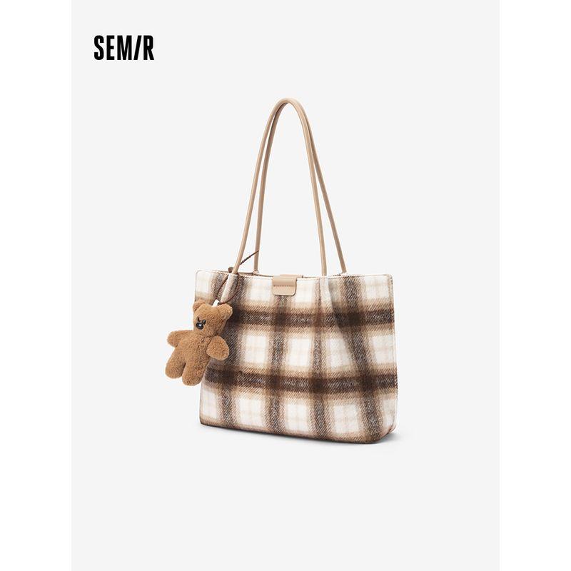 

Senma Bag Tote Bag Women 2024 New Relaxed Atmosphere Handbag Fashion Large Capacity Commuter Shoulder Bag Milk White 10501
