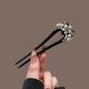 Black U-Shape Double Hairpin Handcrafted Hair Sticks for Women Traditional Chinese Hanfu Qipao Wedding Hair Accessories 15cm