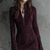  New Amazon Independent Station Semi-turtleneck Zipper Embroidery Plus Lace Lace Hip Skirt