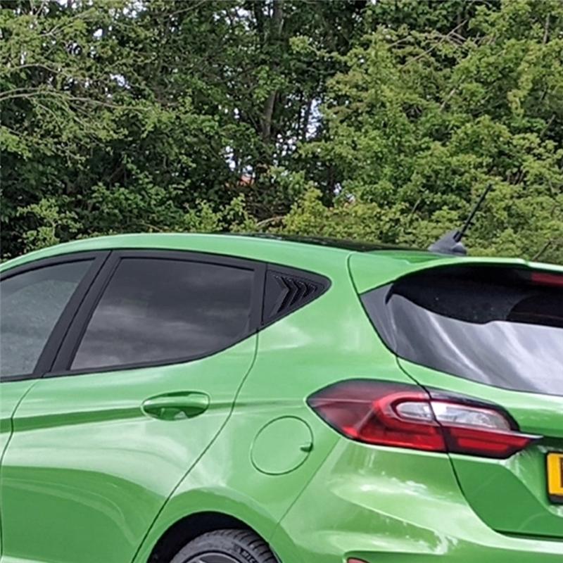ABLZ-Car Rear Triangular Window Louvers Shutters Blinds Cover Trim For Ford Fiesta MK8 2018+  Glossy Black Glossy Black