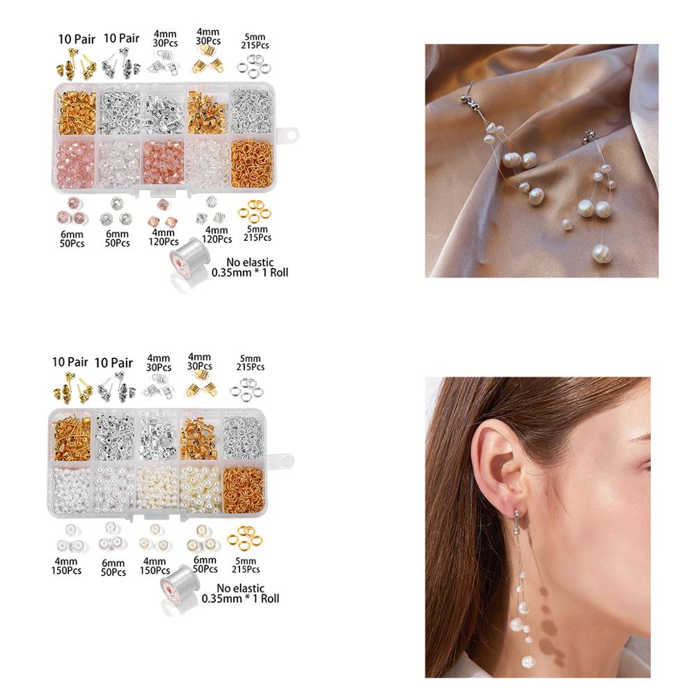850-930Pcs Pearl Crystal Beads Jewelry Making Supplies Set For DIY Necklace Stud Earring Jewelry Making Kit Accessories