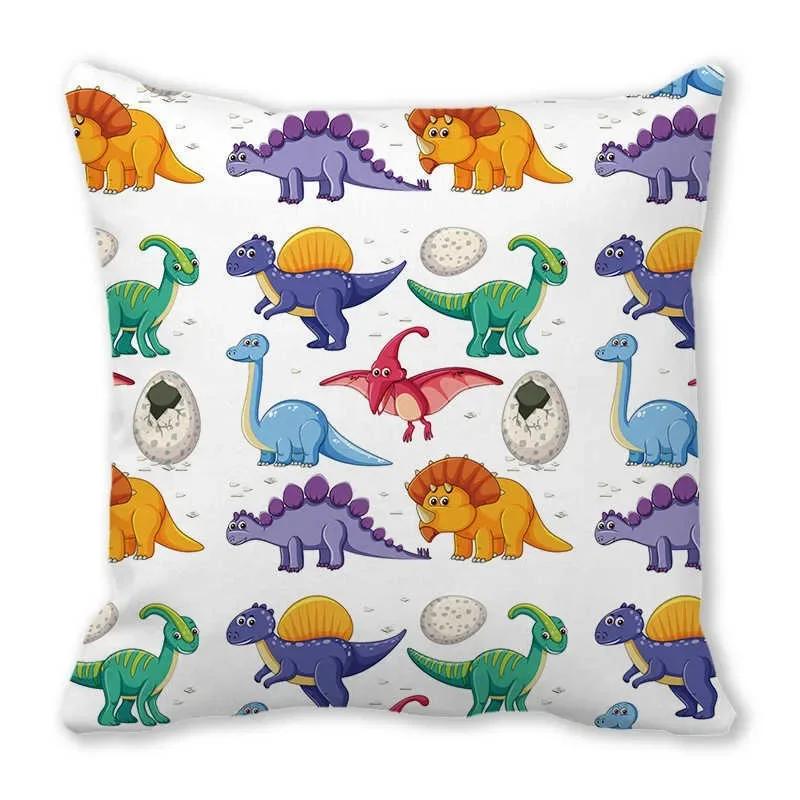 Office Sofa Car Cushion Cover Luxury Home Decoration Pillow Cover Cute Cartoon Little Dinosaur Animal Pattern