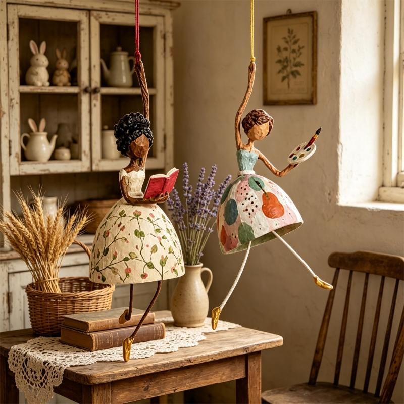 Décorations Suspendues Fantaisistes de Danseuse Moulin à Vent avec Détail de Jambe Pendant et Cordon Supérieur pour Affichage dans la Chambre à Coucher, le Bureau ou l'Entrée