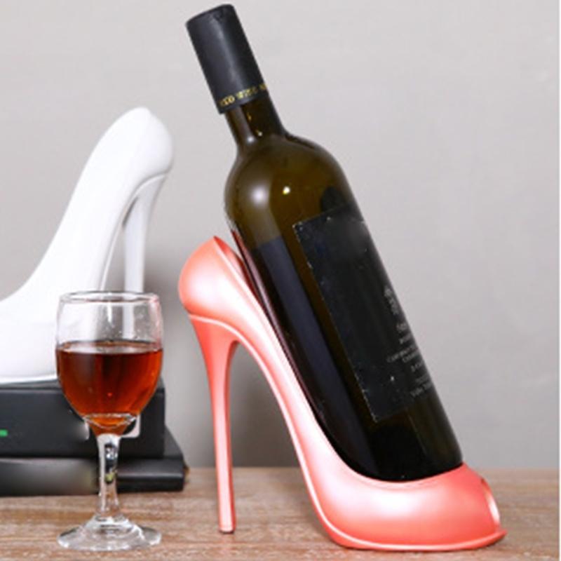 High Heel Wine Bottle Stand, Decorative Open-Front Display Accent for a Dining Table, Sideboard, or Wine Cabinet