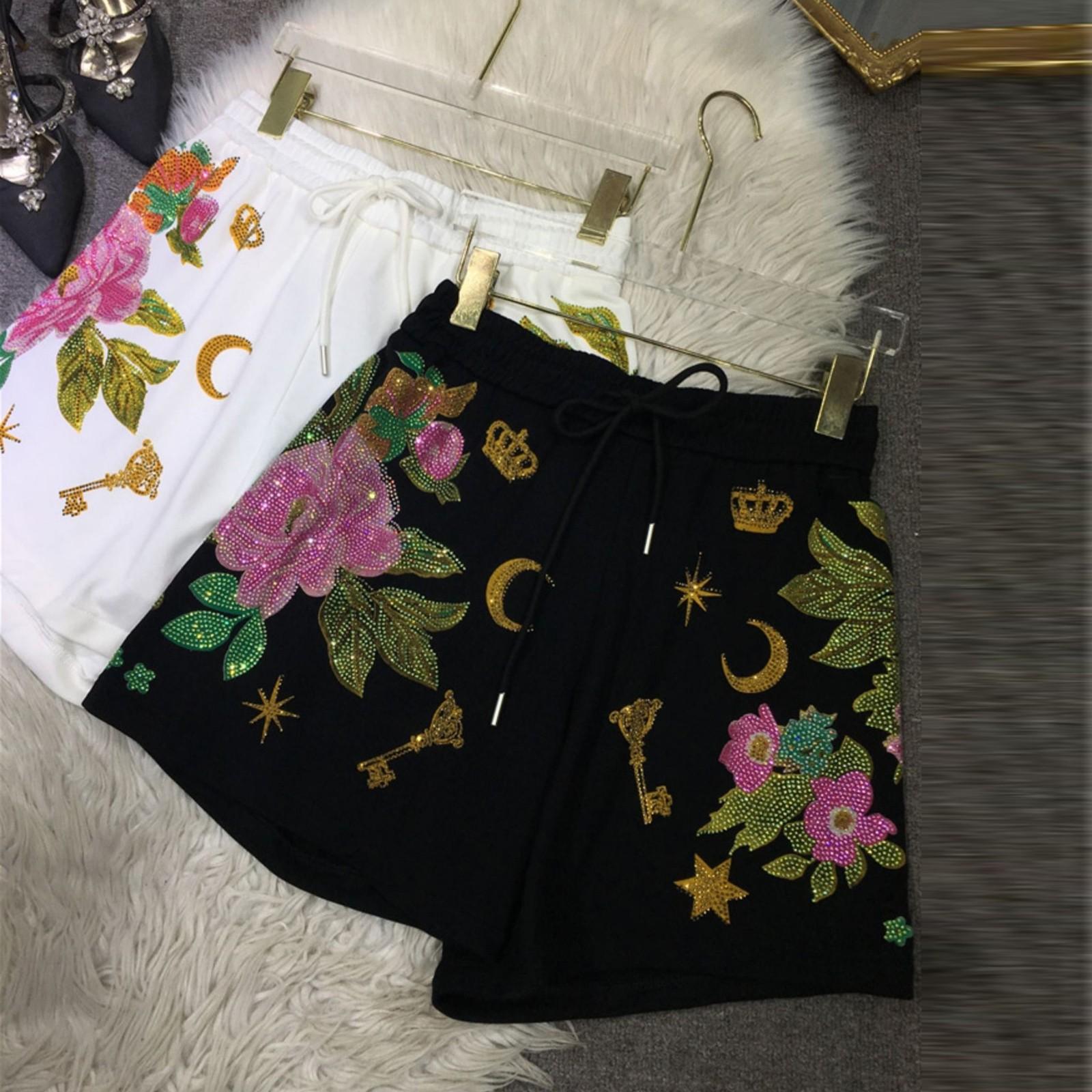 

Женские шорты Heavy Iron Drill, эластичные шорты с высокой талией, тонкие широкие шорты с цветочным принтом в стиле ретро XL чёрный