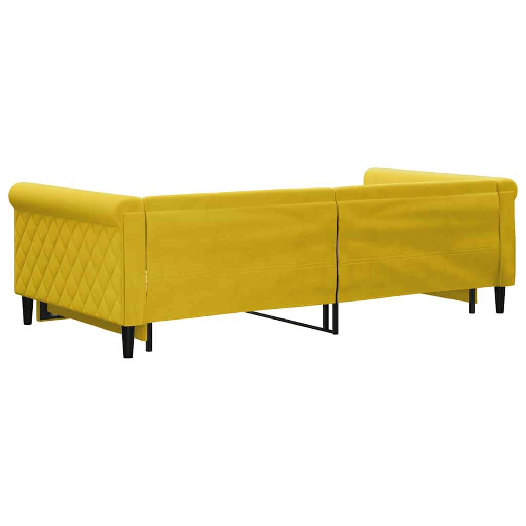 Pull Out Daybed Yellow 100x200 Cm Velvet
