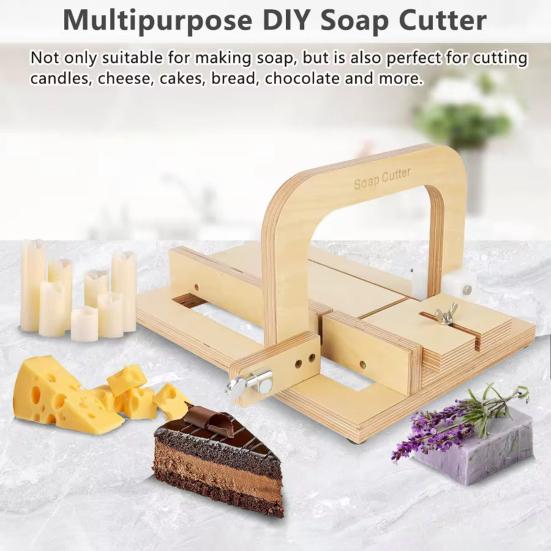 Yousheng Wooden Soap Cutter Adjustable Single Wire Soap Slicer Professional Handmade Soap Butter Cheese Cutting Tool DIY Soap Making Supplies