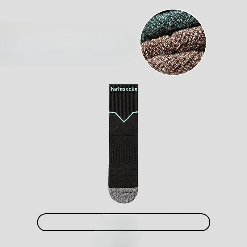 

Мужские весенне-осенние трендовые спортивные носки-трубы с амортизацией, махровой подошвой, впитывающие пот и не скользящие 1 pair чёрный