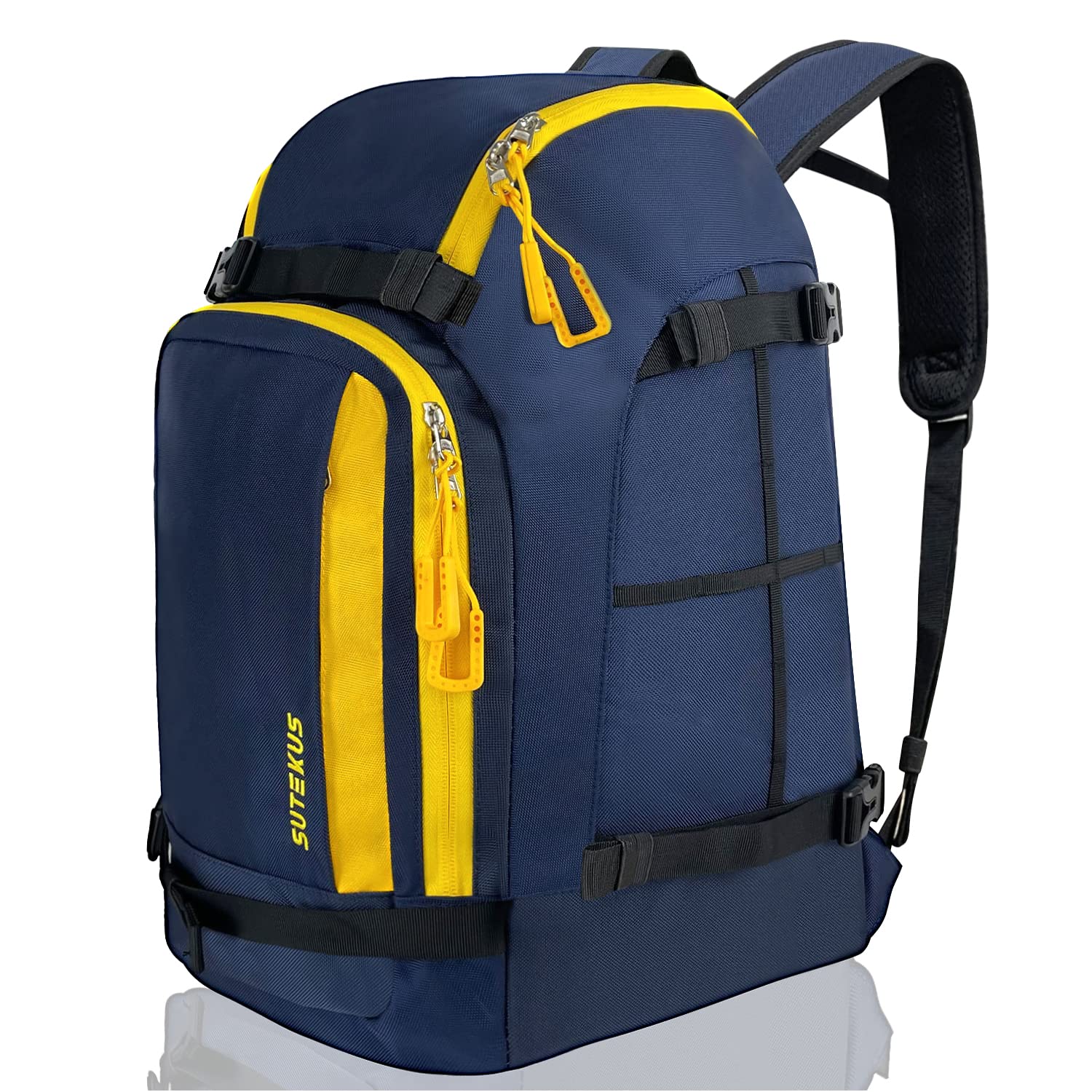 

Sutekus Ski/Snowboard Backpack/Boot Bag, Large Ski/Helmet Bag, 50L Capacity, 1680D Fiberglass with Ventilation Holes (Navy)