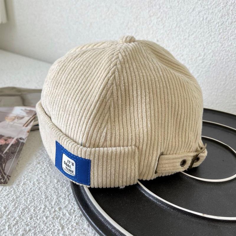 Hat men's tide early autumn retro corduroy landlord hat versatile melon fur hat women's literary hip-hop hat