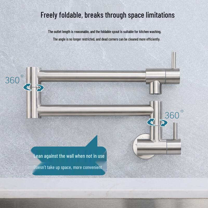 Handun Dual Control Wall-Mounted Foldable Kitchen Faucet