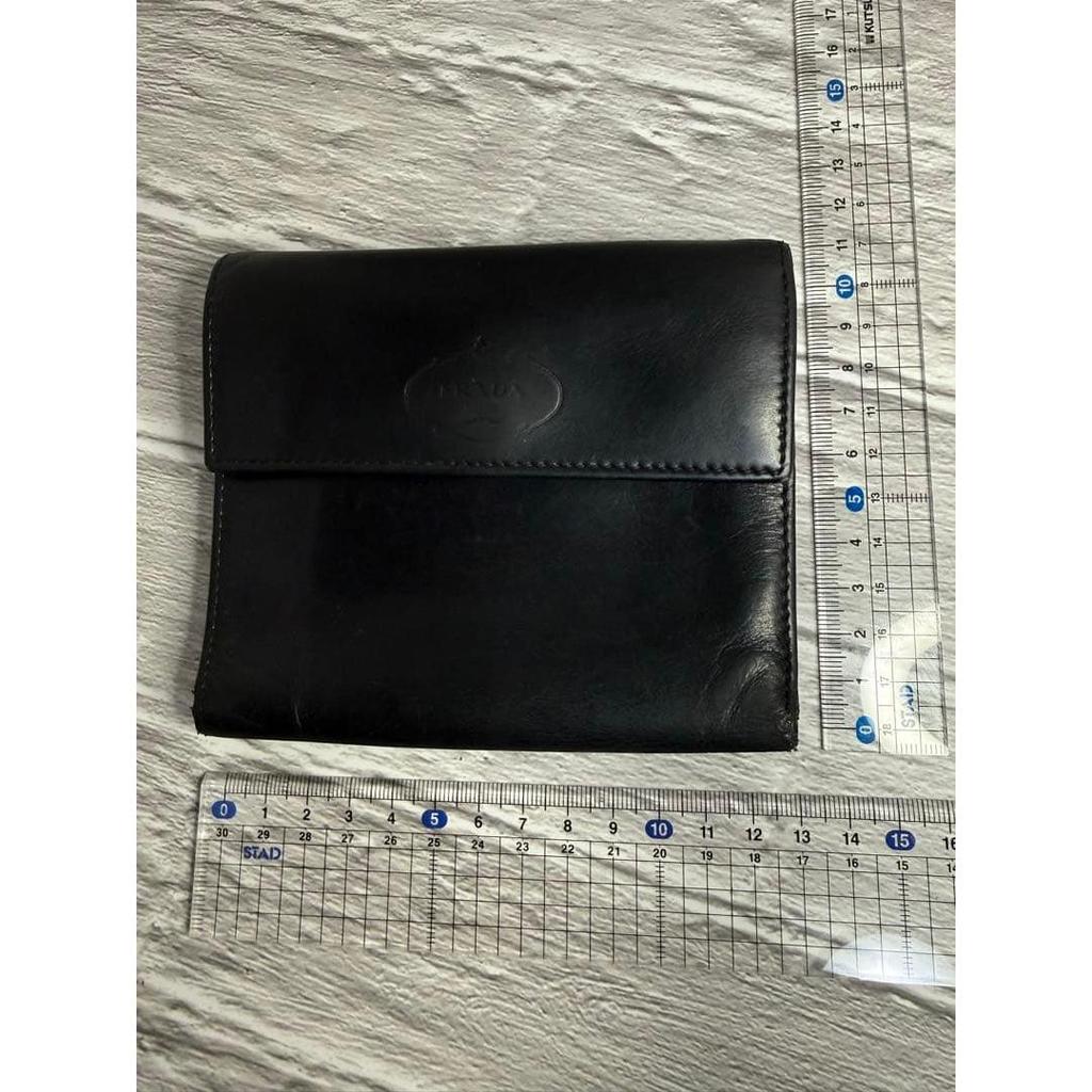 Used PRADA Prada Tri-fold Wallet Genuine Leather Black Wallet