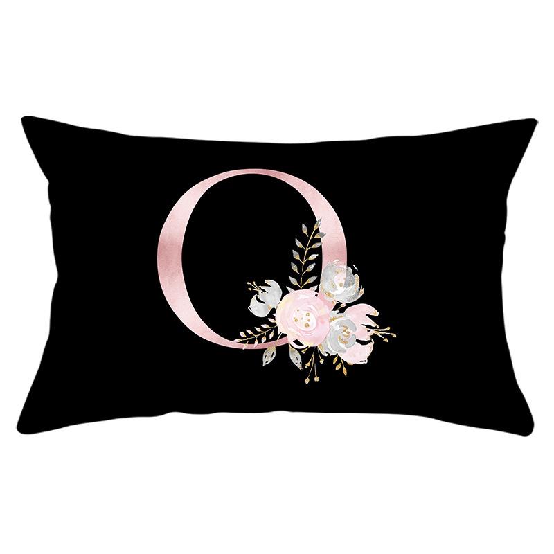 New Black Crown Letter Waist Pillow Cover for Home Peach Skin Sofa Waist Cushion Cover Car Cushion Cover