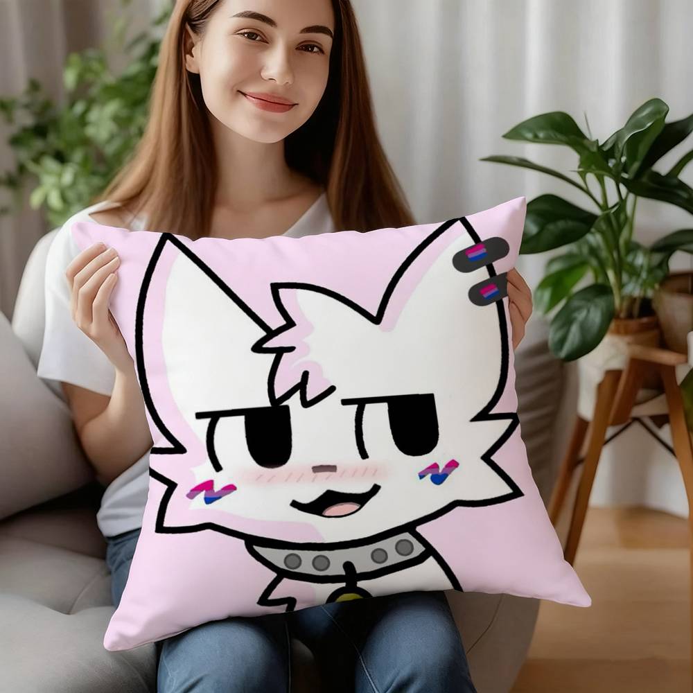 B-Boykisser Silly Cat Cute Pillow Case Plush Fabric Soft Pillowcase Double Sided Print Cushion Cover Household Gifts