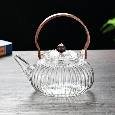Shangqi Gestreifte Kürbis Glas Teekanne
