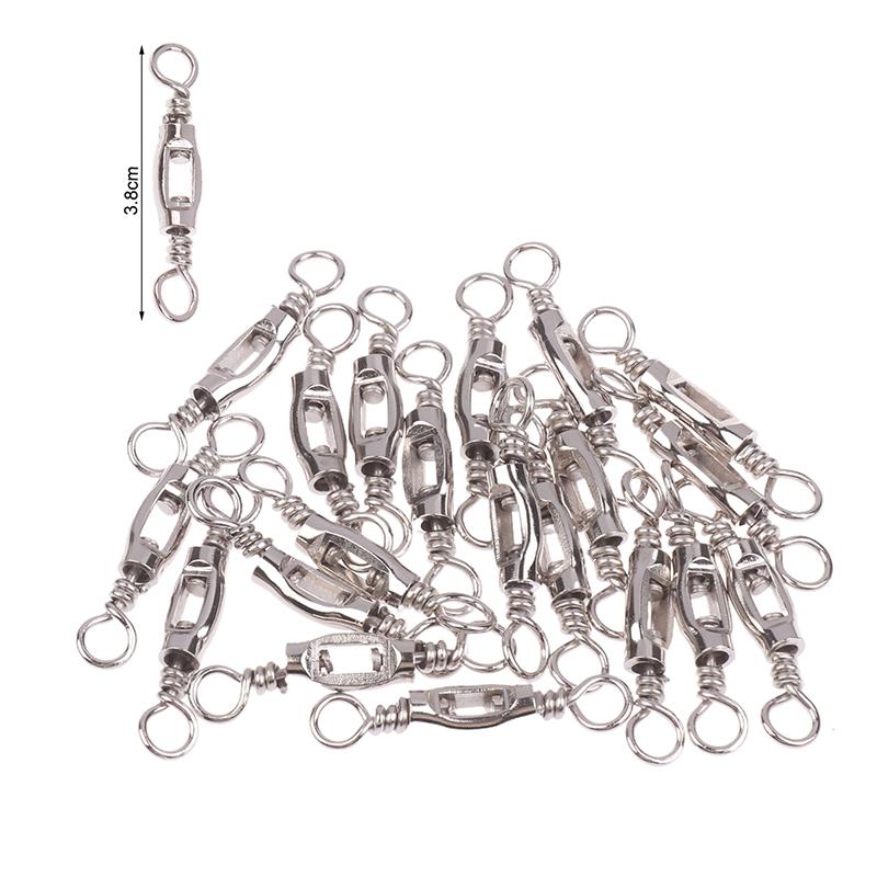 New 20Pcs Fishing Universal Swivel Heavy Duty Stainless Steel Swivels Saltwater Fishing Connector Terminal Tackle