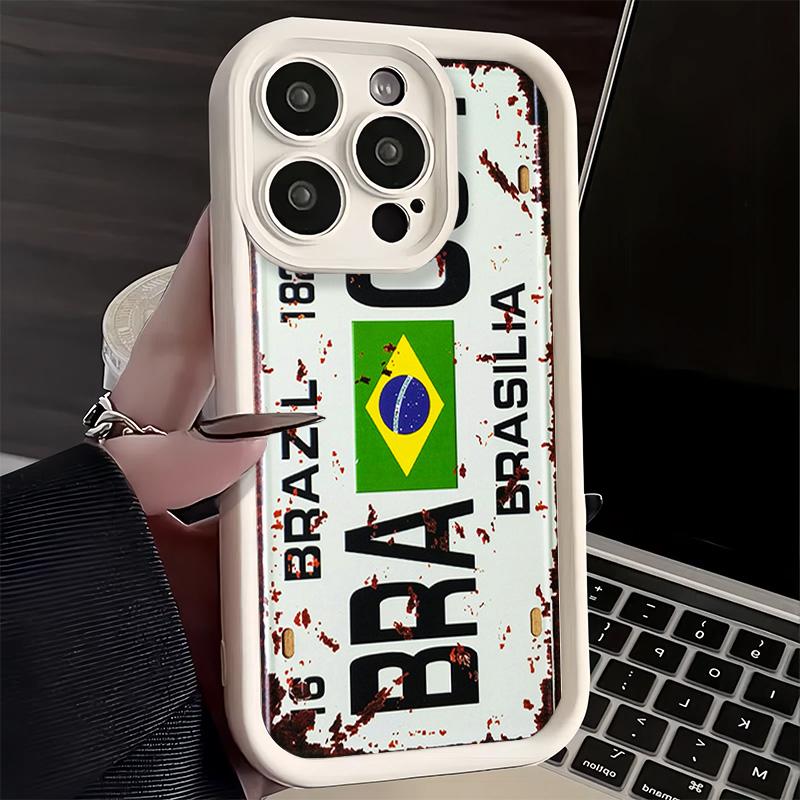 Phone Case for iPhone 17 Air 16E 15 16 Pro Max Retro Vintage License Plate Cover 14 Plus 13 12 Mini Soft Shell Silicone Fundas
