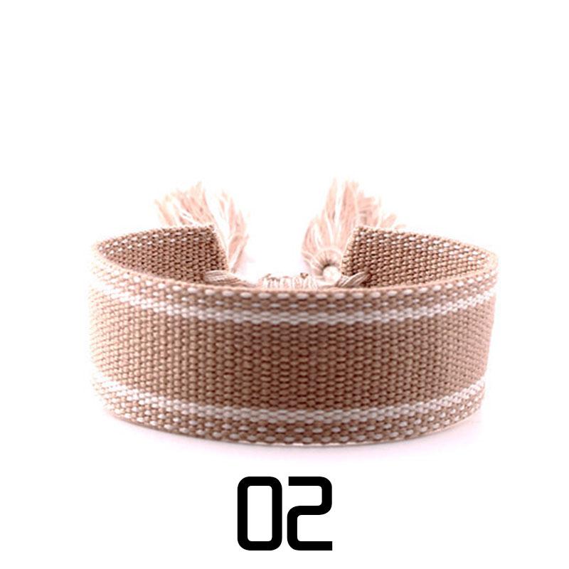 Women Fashion Jewelry Gift Colorful Decorative Pattern Embroidered Handmade Woven Bracelet Bohemian